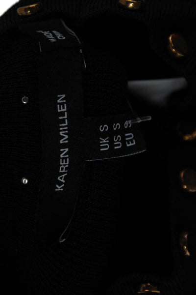 Karen Millen Women Pullover Black High Neck Long Sleeve Cotton Size S