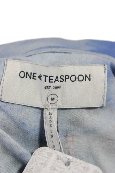 One Teaspoon Women Light Blue Love Graphic T-Shirt Size M