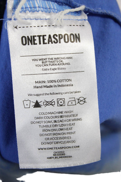 One Teaspoon Women Light Blue Love Graphic T-Shirt Size M