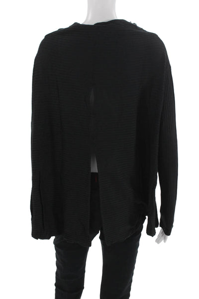 We The Free Women Mock Neck Long Sleeve Black Bohemian Basic Top Size M