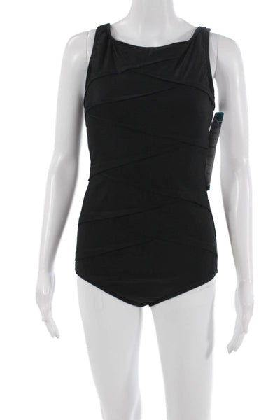 Active Spirit Womens One Piece Swimsuit Black Polyester Size 10