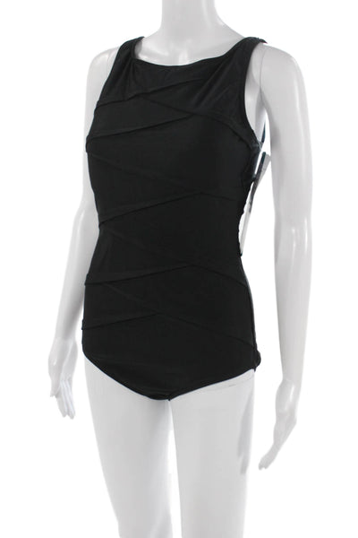 Active Spirit Womens One Piece Swimsuit Black Polyester Size 10