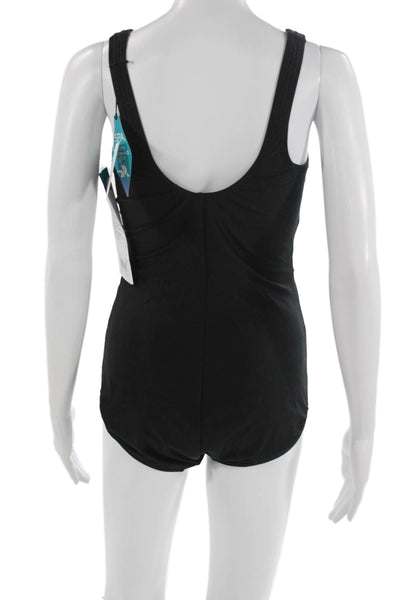 Active Spirit Womens One Piece Swimsuit Black Polyester Size 10