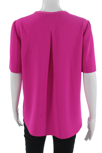 Trina Turk Women Pink Short Sleeve Round Neck Polyester Blouse Size M