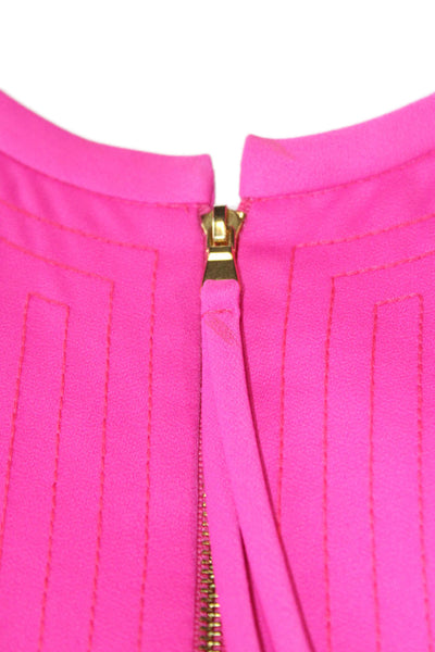 Trina Turk Women Pink Short Sleeve Round Neck Polyester Blouse Size M