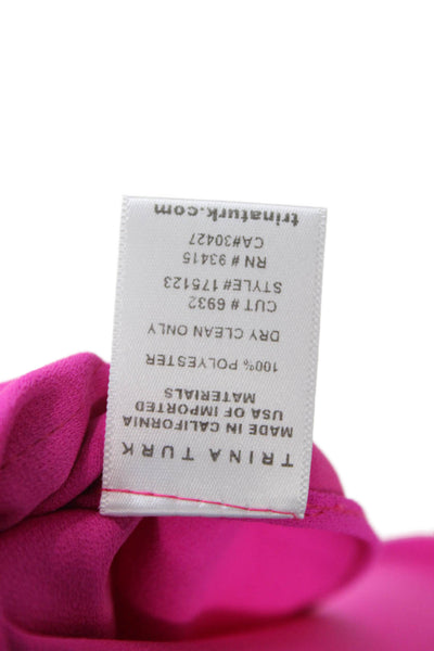 Trina Turk Women Pink Short Sleeve Round Neck Polyester Blouse Size M