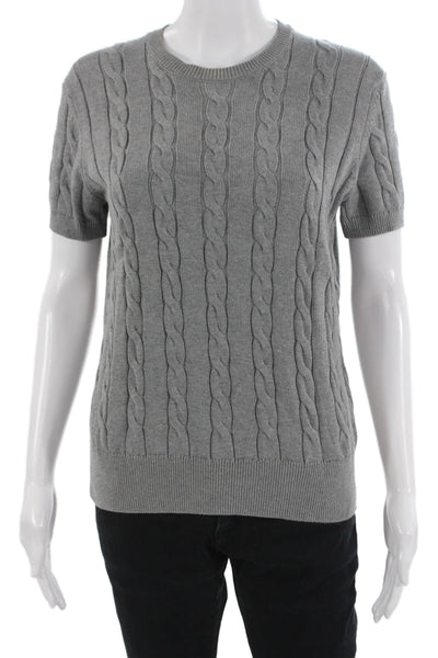 Brooks Brothers Womens Pullover Sweater Gray Supima Cotton Short Sleeve Size S