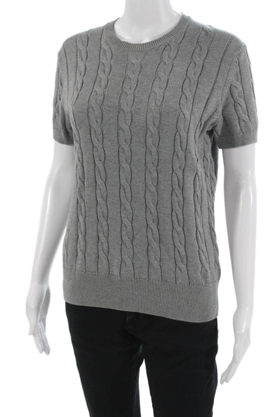 Brooks Brothers Womens Pullover Sweater Gray Supima Cotton Short Sleeve Size S