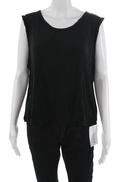 J Crew Womens Basic Sleeveless Viscose Tank Black Round Neck Size L