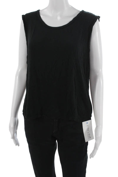J Crew Womens Basic Sleeveless Viscose Tank Black Round Neck Size L