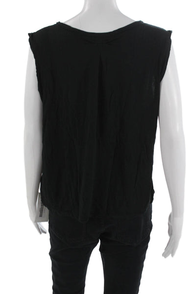 J Crew Womens Basic Sleeveless Viscose Tank Black Round Neck Size L