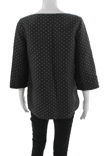 Ann Mashburn Women Black Polka Dot Long Sleeve Round Neck Blouse Size M