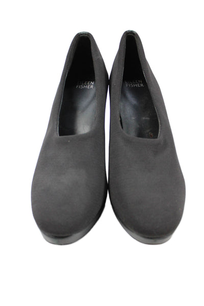 Eileen Fisher Womens Round Toe Slip-On Pump High Heels Black Size 9.5
