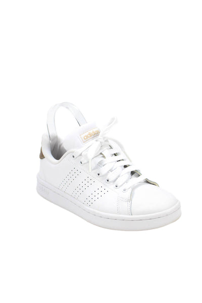 Adidas Womens Leather Lace Up Low Top Sneakers White Size 6