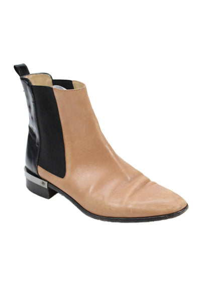 Reed Krakoff Womens Leather Colorblock Slip On Boots Brown Size 7
