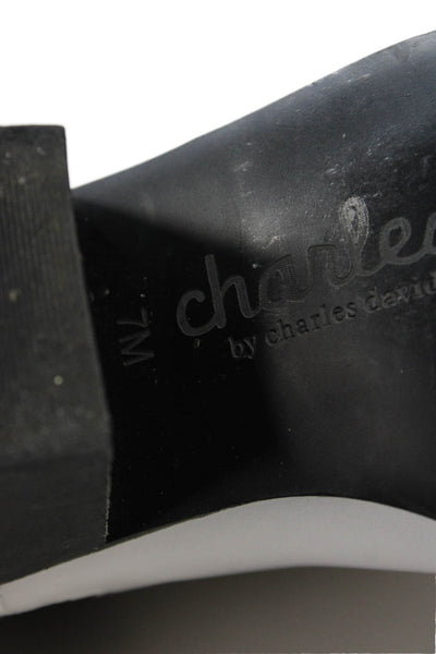 Charles Womens Leather Pointed Toe Heeled Ankle Boots White Size 7