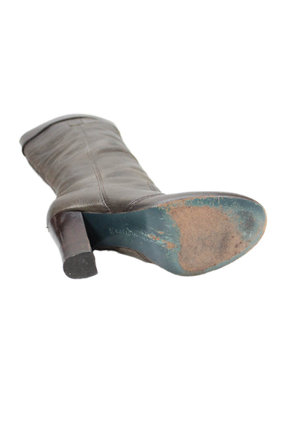 Miss Sixty Womens Leather Cuffed Knee High Boots Grey Brown Size 36 6