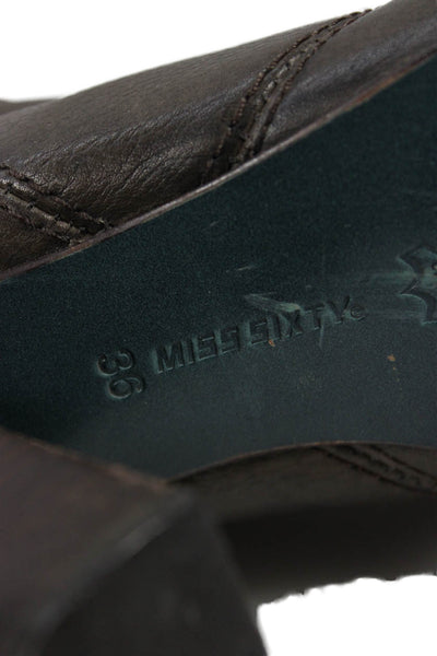 Miss Sixty Womens Leather Cuffed Knee High Boots Grey Brown Size 36 6