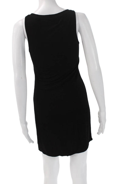 Michael Lauren Womens Black Tank Dress Square Neck Sleeveless Button Size S