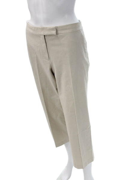 Elie Tahari For Nordstrom Women Cropped Pants Beige Organic Cotton Size 12
