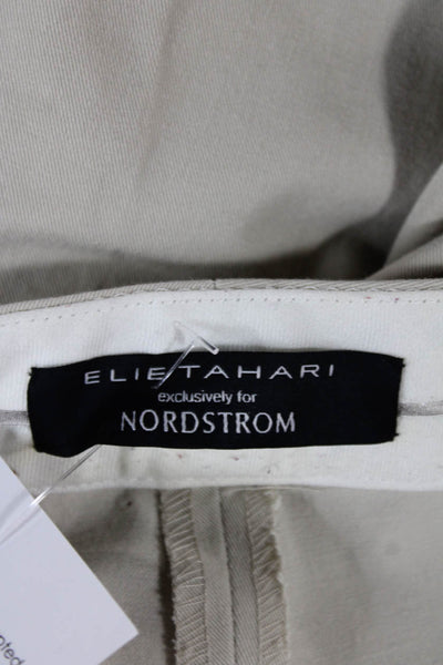 Elie Tahari For Nordstrom Women Cropped Pants Beige Organic Cotton Size 12