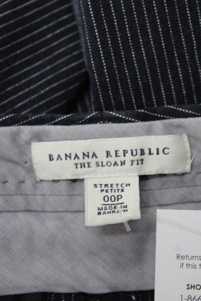 Banana Republic Womens Dress Pants Dark Blue Striped Cotton Blend Size 00P
