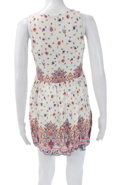 Zara Trafaluc Women Floral V-Neck Sleeveless Sundress White Size M