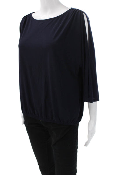 Chicos Womens Dark Blue Basic Blouse 3/4 Sleeve Dolman Size 1