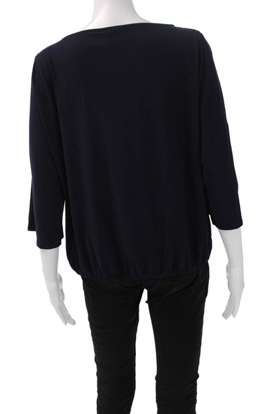 Chicos Womens Dark Blue Basic Blouse 3/4 Sleeve Dolman Size 1