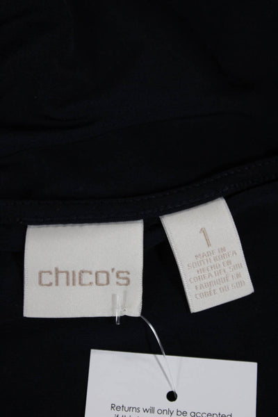 Chicos Womens Dark Blue Basic Blouse 3/4 Sleeve Dolman Size 1