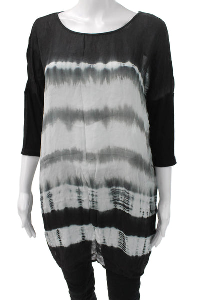 Religion Womens Tunic Black Striped 3/4 Sleeve Round Neck Size XS