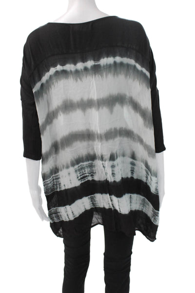 Religion Womens Tunic Black Striped 3/4 Sleeve Round Neck Size XS