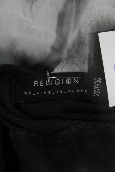 Religion Womens Tunic Black Striped 3/4 Sleeve Round Neck Size XS