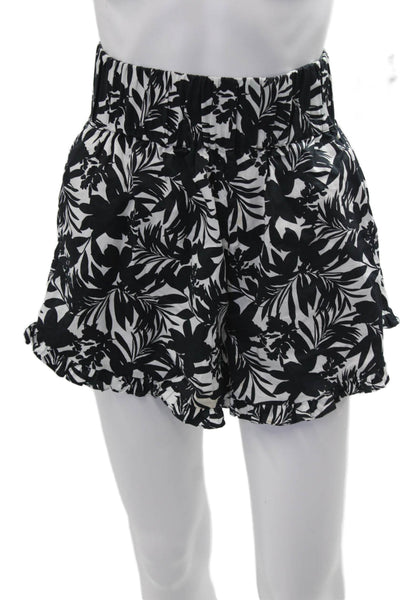 AMUR Womens Black Floral 100% Cotton Beach Shorts Spring Size XS