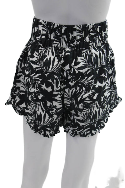 AMUR Womens Black Floral 100% Cotton Beach Shorts Spring Size XS