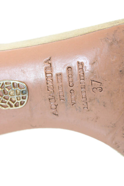 Aquazzura Womens Suede Ankle Strap Block Heels Shoes Brown Size 7