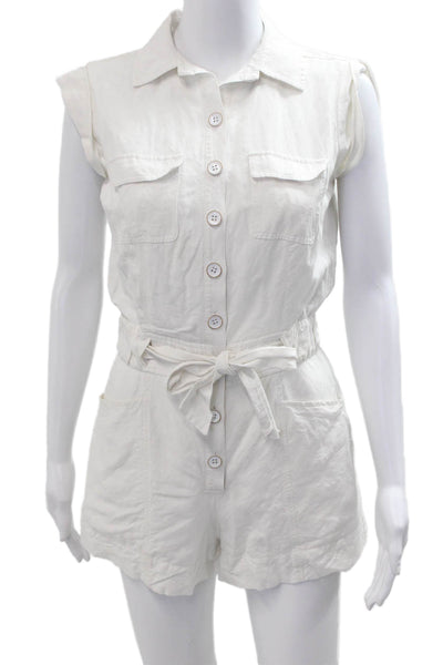 Intermix Women Jumpsuit White Collared Viscose Linen Size 0