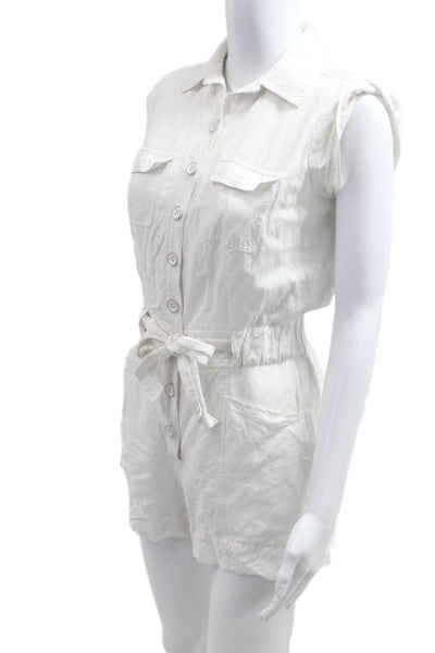 Intermix Women Jumpsuit White Collared Viscose Linen Size 0