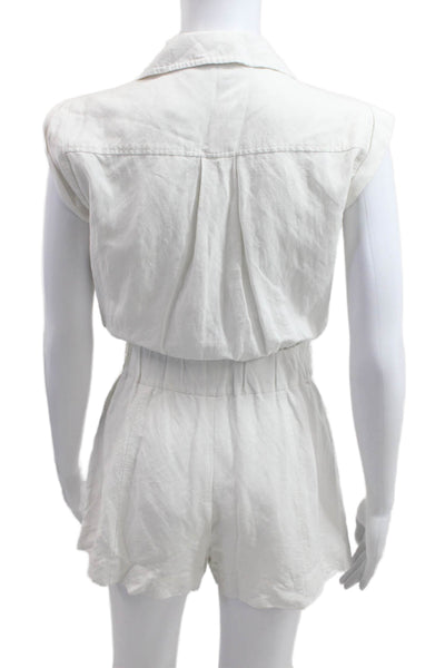 Intermix Women Jumpsuit White Collared Viscose Linen Size 0