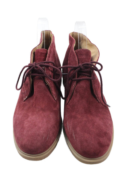 Hush Puppies Womens Lace Up Round Toe Oxfords Red Suede Size 8