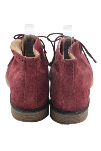 Hush Puppies Womens Lace Up Round Toe Oxfords Red Suede Size 8