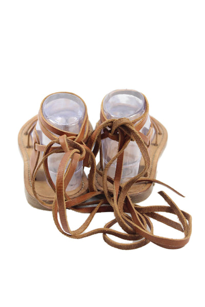 Isabel Marant Etoile Womens Leather Calf Tie Detail Sandals Brown Size 8