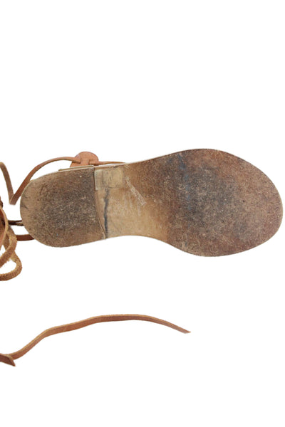 Isabel Marant Etoile Womens Leather Calf Tie Detail Sandals Brown Size 8