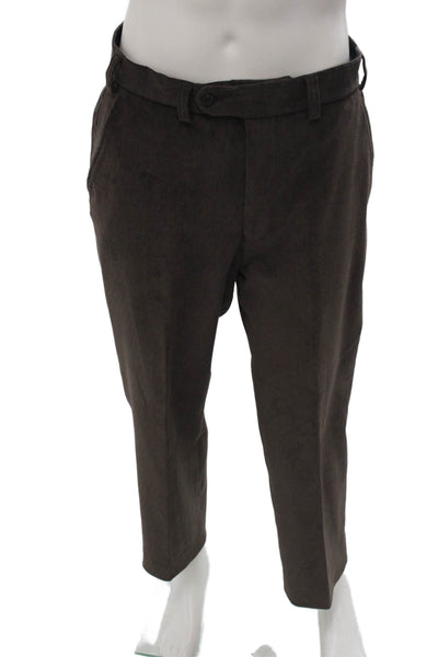 Hiltl Mens Dress Pants Brown Button Closure Polyester Blend Size 34