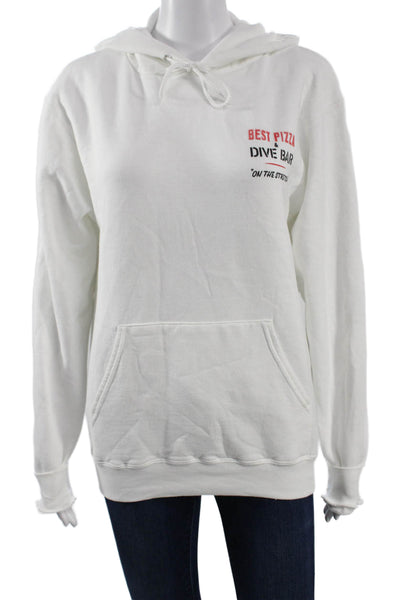Champion Women Pullover Hoodie White Cars Graphic Print Size S