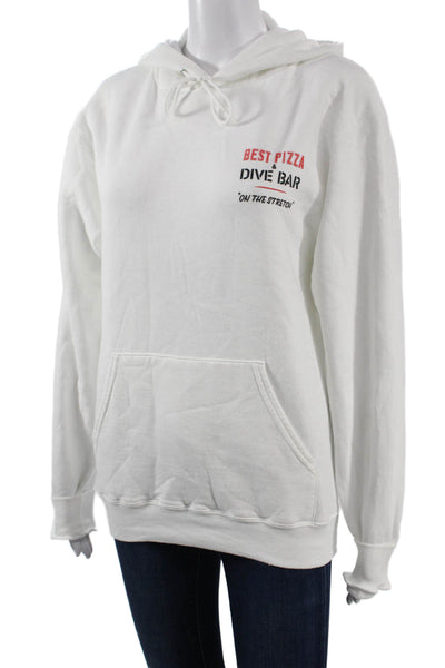 Champion Women Pullover Hoodie White Cars Graphic Print Size S
