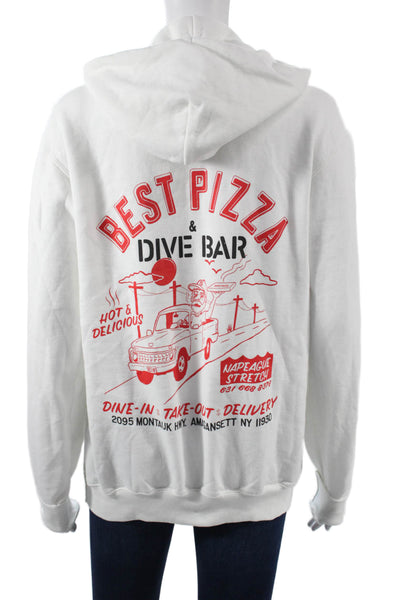 Champion Women Pullover Hoodie White Cars Graphic Print Size S