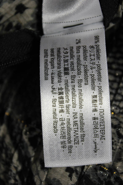 Zara Womens Cropped Snake Print Blouse Black V-Neck Long Sleeve Zip Size XS