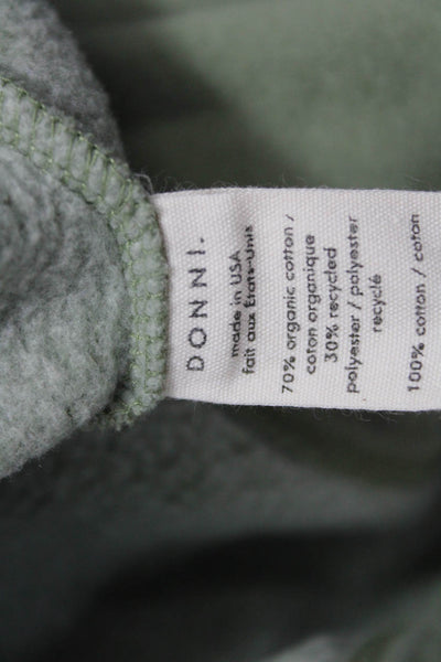 Donni Womens Green V-Neck Organic Cotton Blend Sweatshirt Army Size 2XS