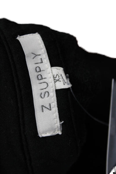 Z Supply Women Basic Collared Button-Up 3/4 Sleeve Black Modal Stretch Size XS